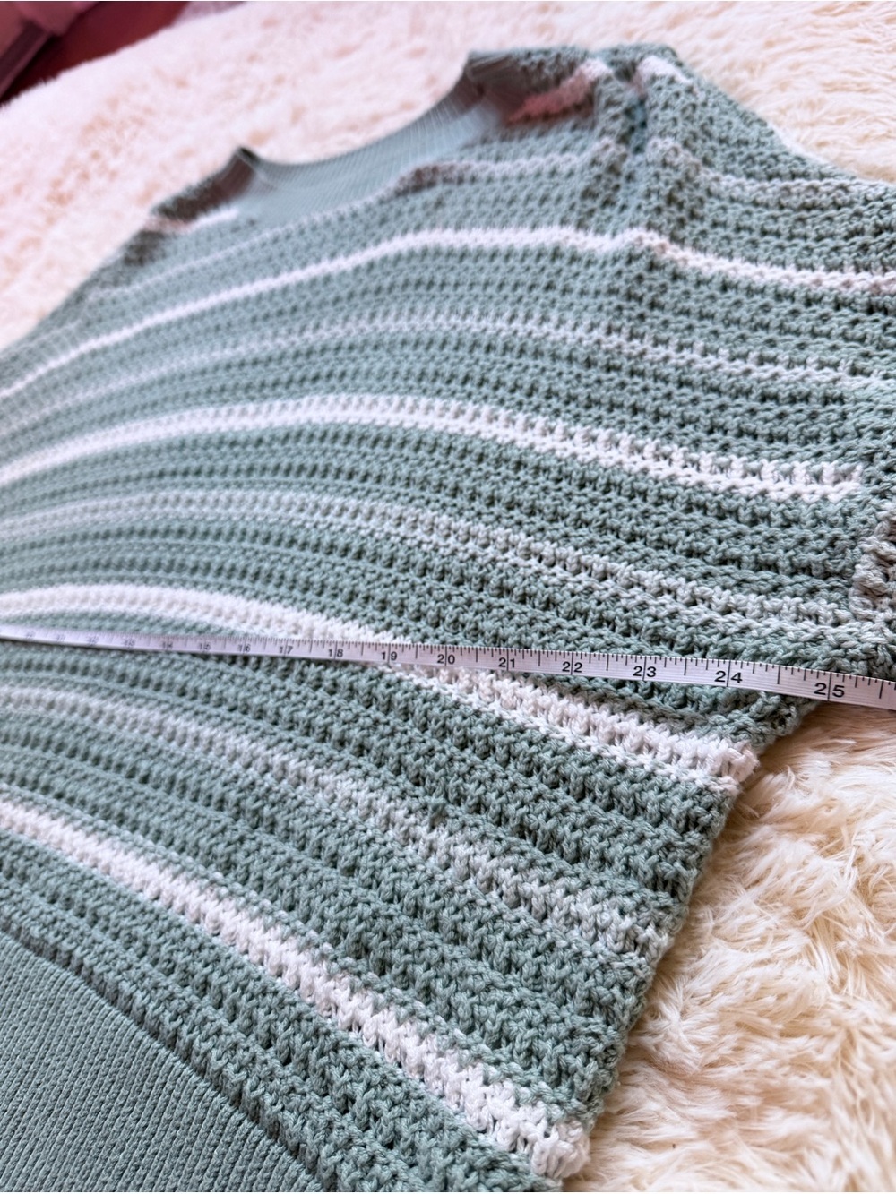 Hollister Mint Green & White Striped Oversized Crewneck Sweater - Picture 2 of 3